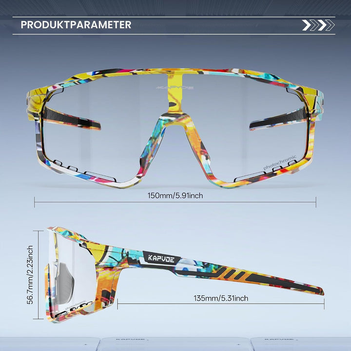 KAPVOE Photochromatische Fahrradbrille MTB Brille Selbsttönend Klar Radbrille Rennrad Sportbrille So