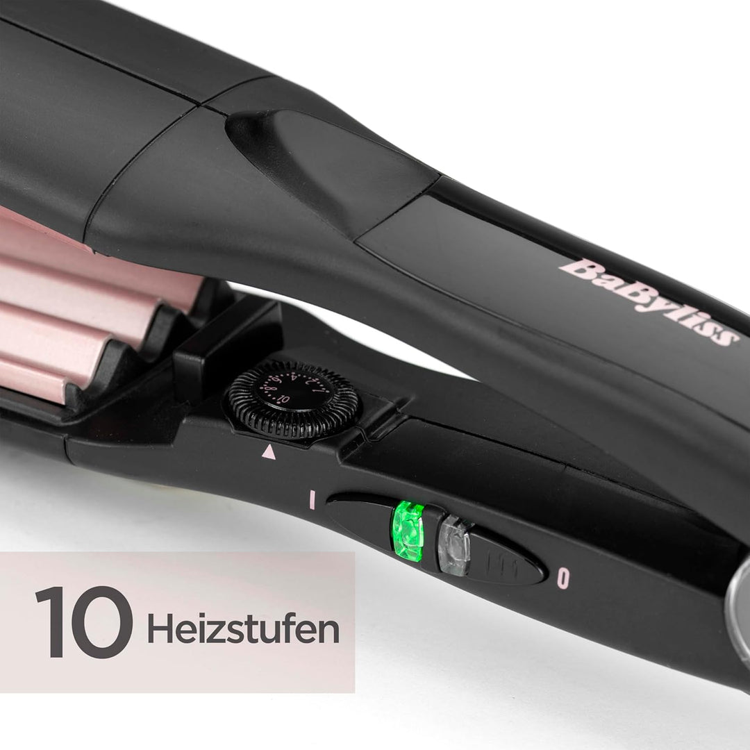 BaByliss The Crimper Kreppeisen mit 10 Temperaturstufen bis 210°C und Abschaltautomatik In rosa Schw