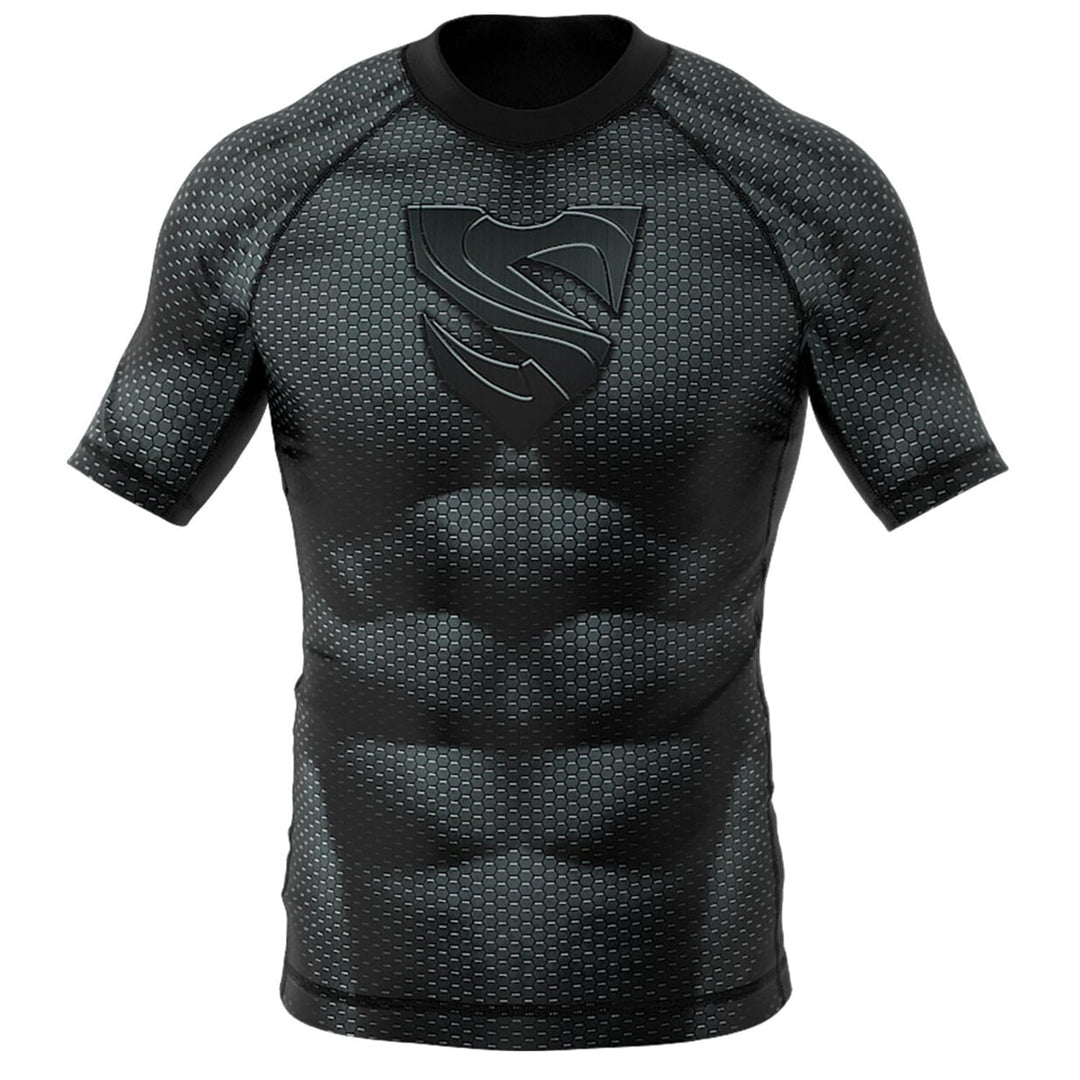 SMMASH Funktionsshirt Herren Rashguard Kurzarm Sportshirt MMA Thaibox Muay Thai Kickboxen Atmungsakt