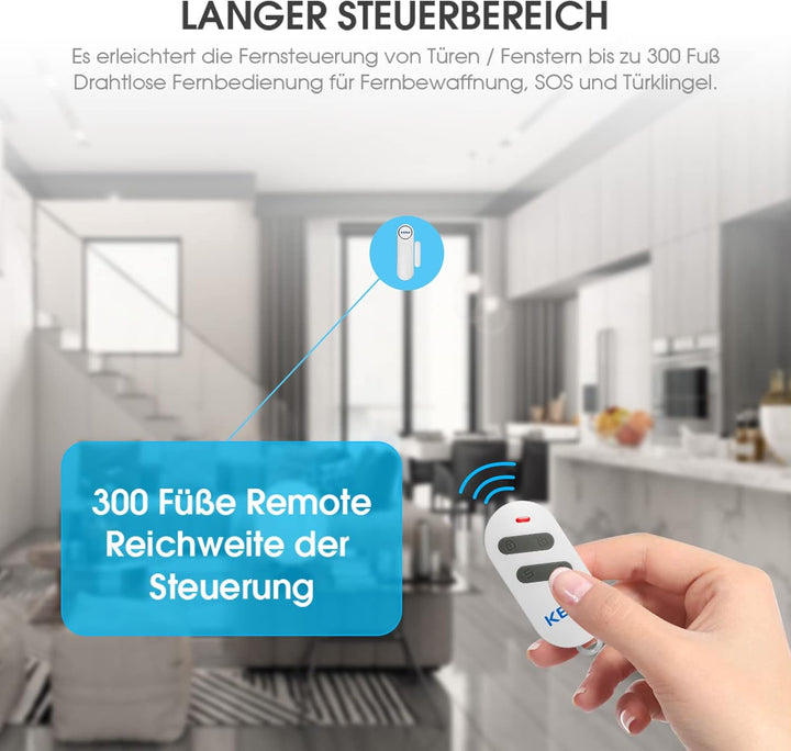 Türalarm, Fensteralarm 120dB Kabellos Tür Fensterkontakt Sensor Alarm mit Fernbedienung 3 Modi Türal