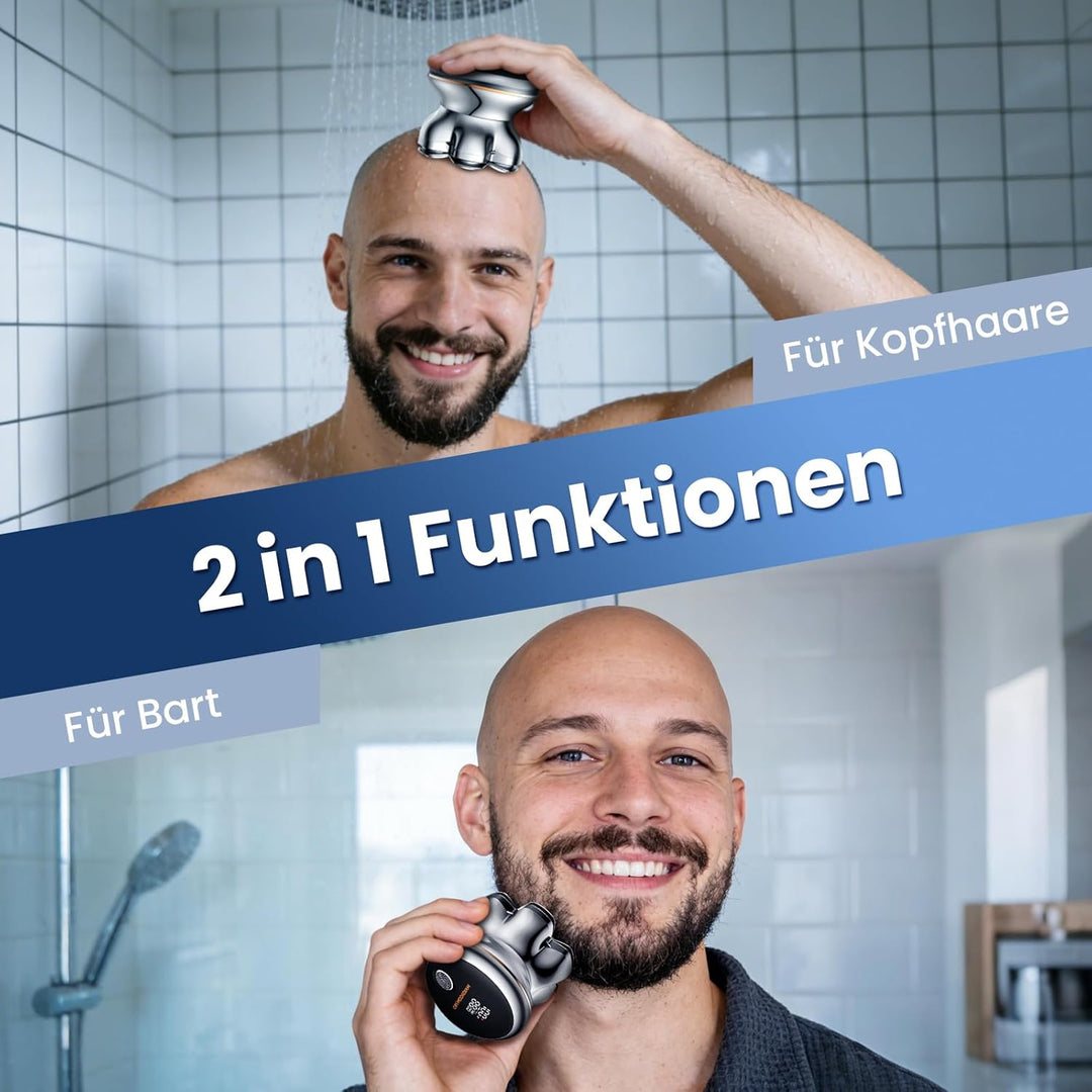 MAXGROOM 7D PRO Glatzen Rasierer Herren,IPX6 Wasserdicht Kopfrasierer Glatze mit Magnetische Schwebe