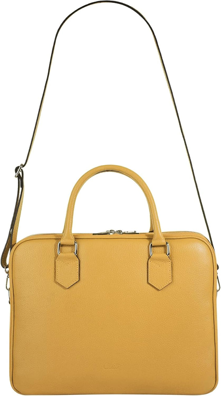 Cluty Aktentasche echt Leder Damen - 021833 Gelb, Gelb
