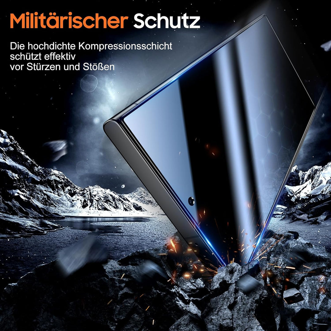UniqueMe für Samsung Galaxy S24 Ultra für Panzerglas Sichtschutz - Privacy Schutzfolie, Automatische