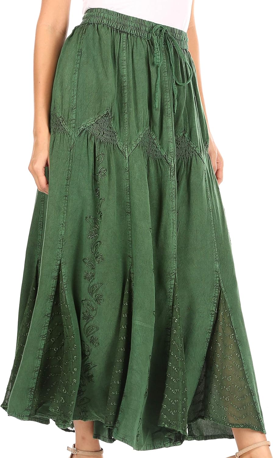 Sakkas Olivia Damen Maxi böhmischen Zigeuner Langen Rock mit elastischer Taille und Spitze Einheitsg