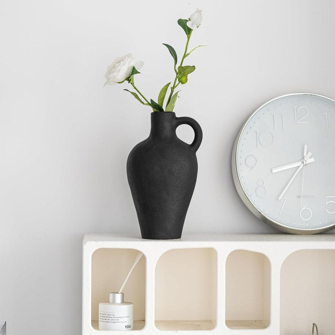 Schwarze Keramikvase, antike Keramikvase, kreative Vase, Moderne Wohnkultur, für Tafelaufsätze, Küch