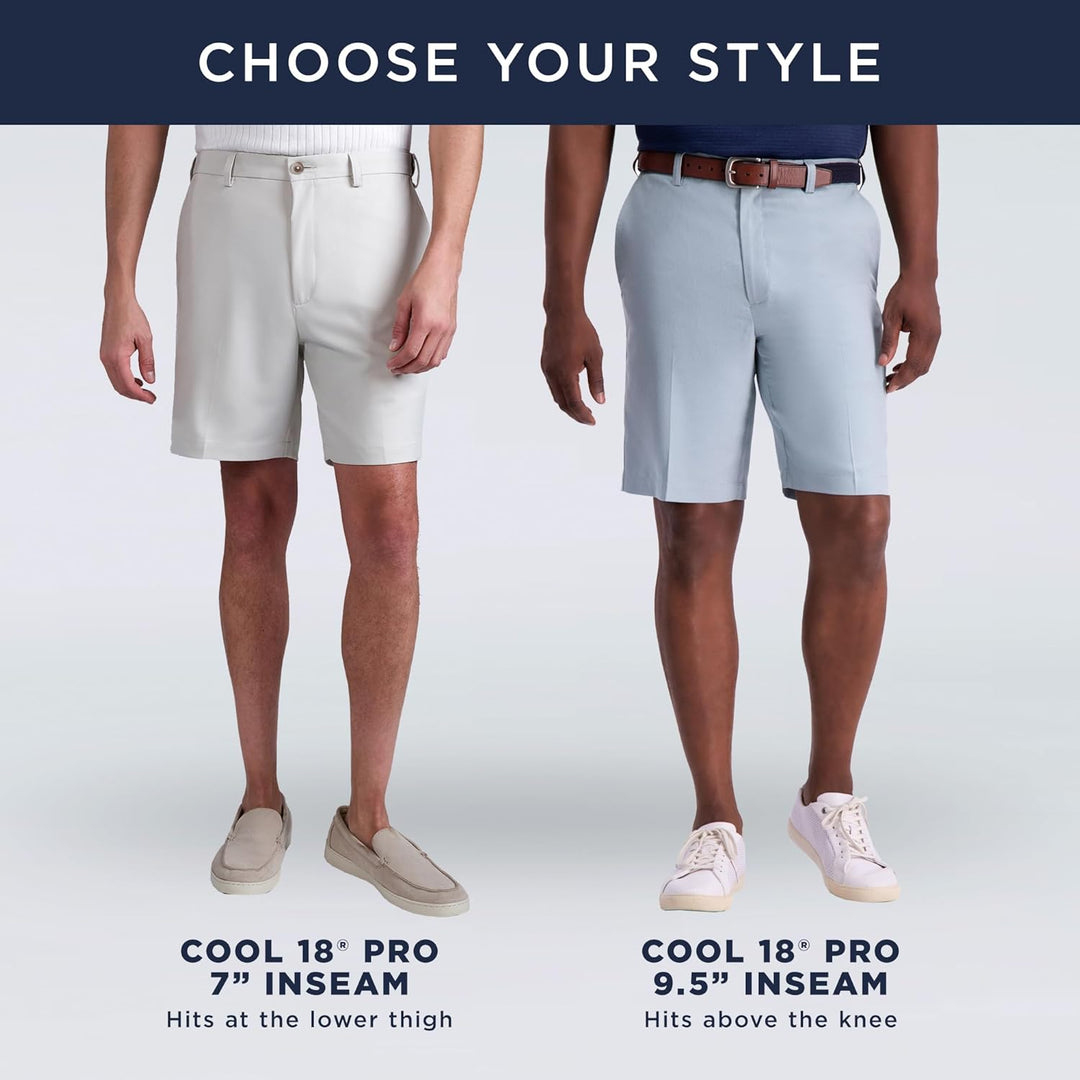 Haggar Men's Cool 18 Pro Stretch Solid Oxford Flat Front Short, 44 Dunkelgrau