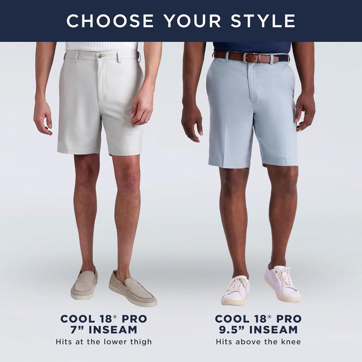 Haggar Men's Cool 18 Pro Stretch Solid Oxford Flat Front Short, 44 Dunkelgrau