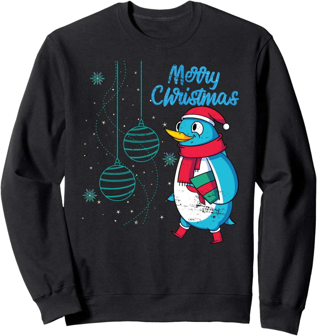Frohe Weihnachten Mädchen Damen Tiermotiv Pinguin Sweatshirt