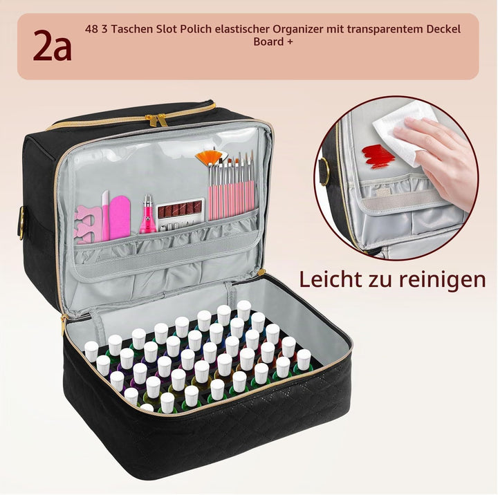 Nagellack Tragetasche, Doppelschicht Nagellack Aufbewahrungstasche- Passt Lampe und 60 Flaschen (15m