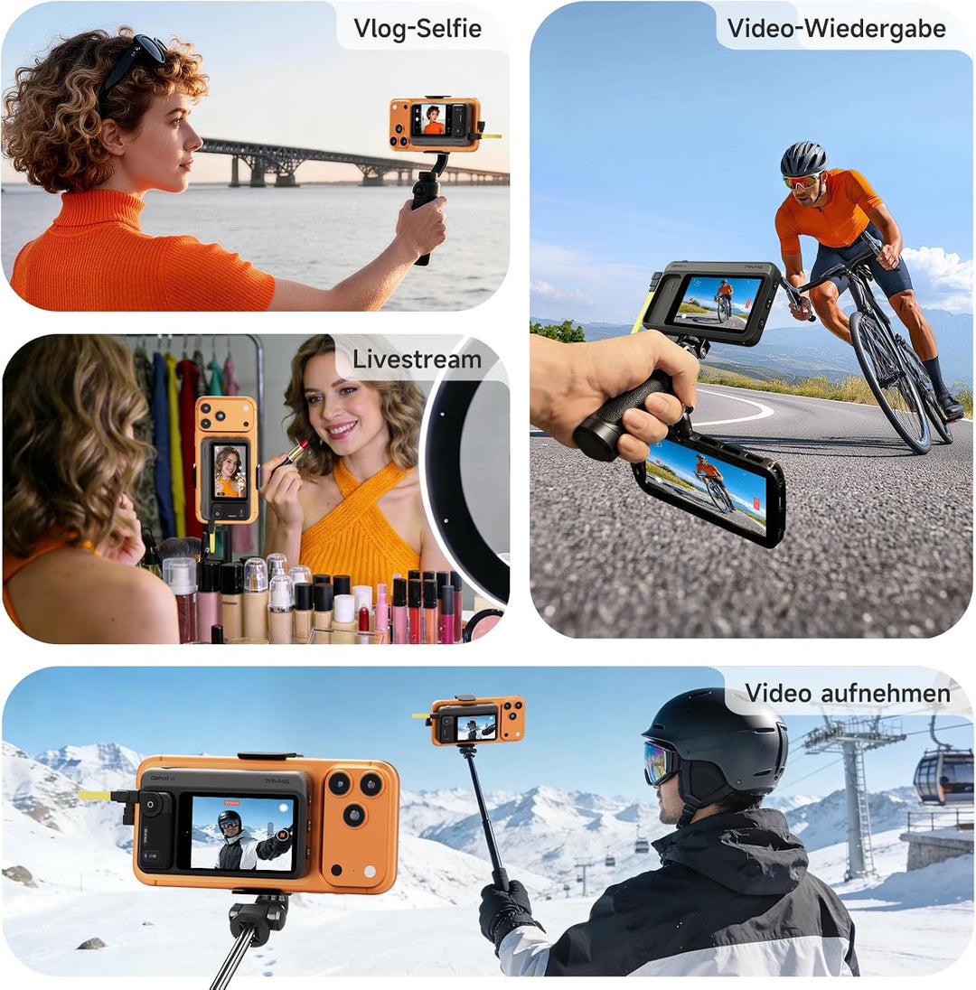 7RYMS Qshot V2 Kabelgebundener Selfie-Monitor für iPhone 17/16 & Android, Magnetischer Smartphone Mo