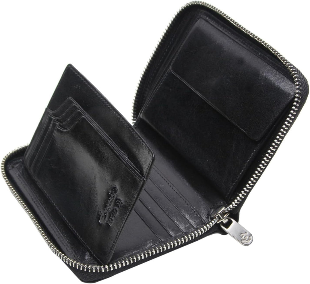 Esquire Toscana Damengeldbörse Leder 14 cm Schwarz, Schwarz