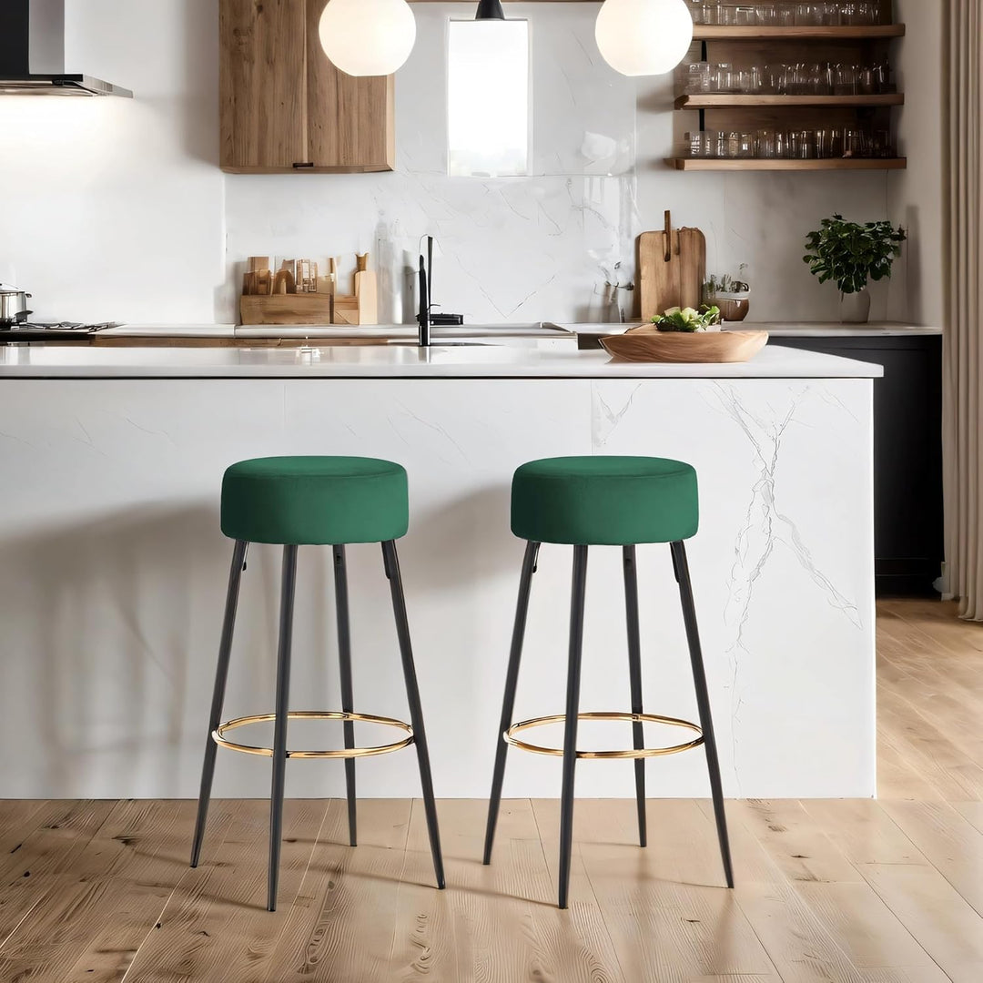 Duhome Barhocker 2er Set Barstühle Runde Tresenhocker Samt Bistrohocker mit Fussstütze für Bistro Kü