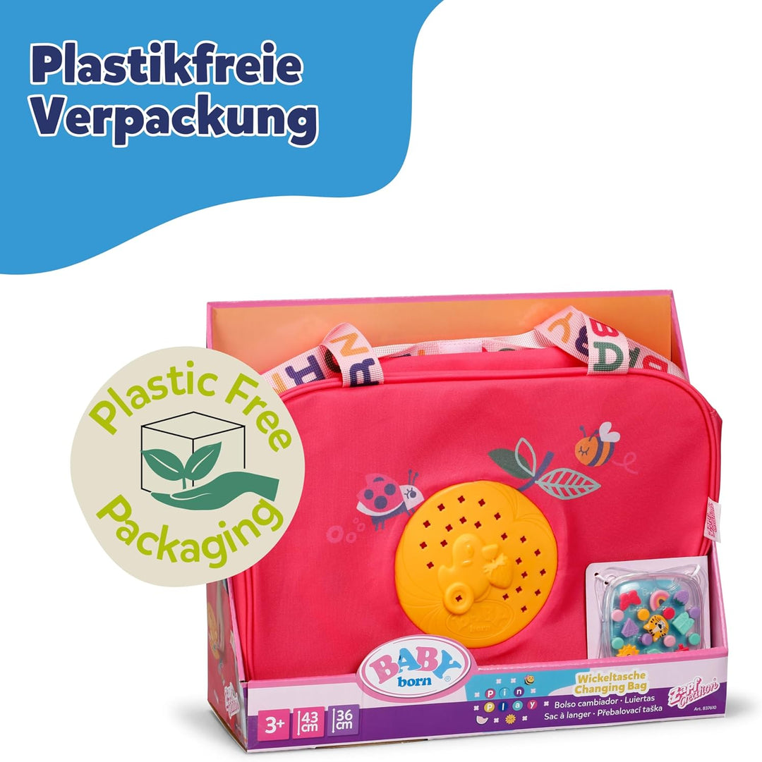 BABY born Wickeltasche für Puppen - Inkl. Windeln, Wickelunterlage, Aufbewahrungsbox &amp; Pins zum Verz