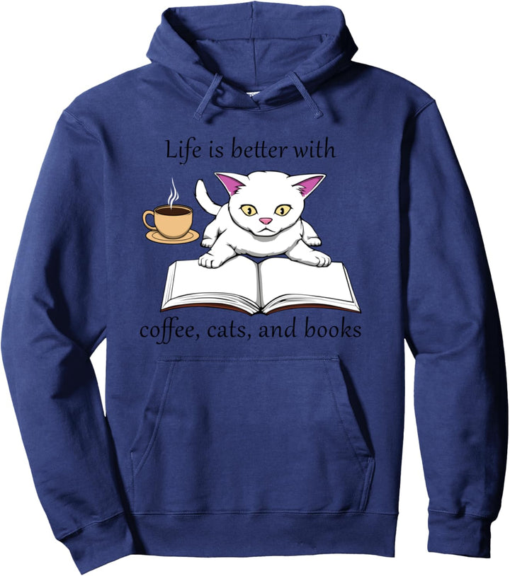 Kätzchen und Lesen Kaffee Niedlich Pullover Hoodie