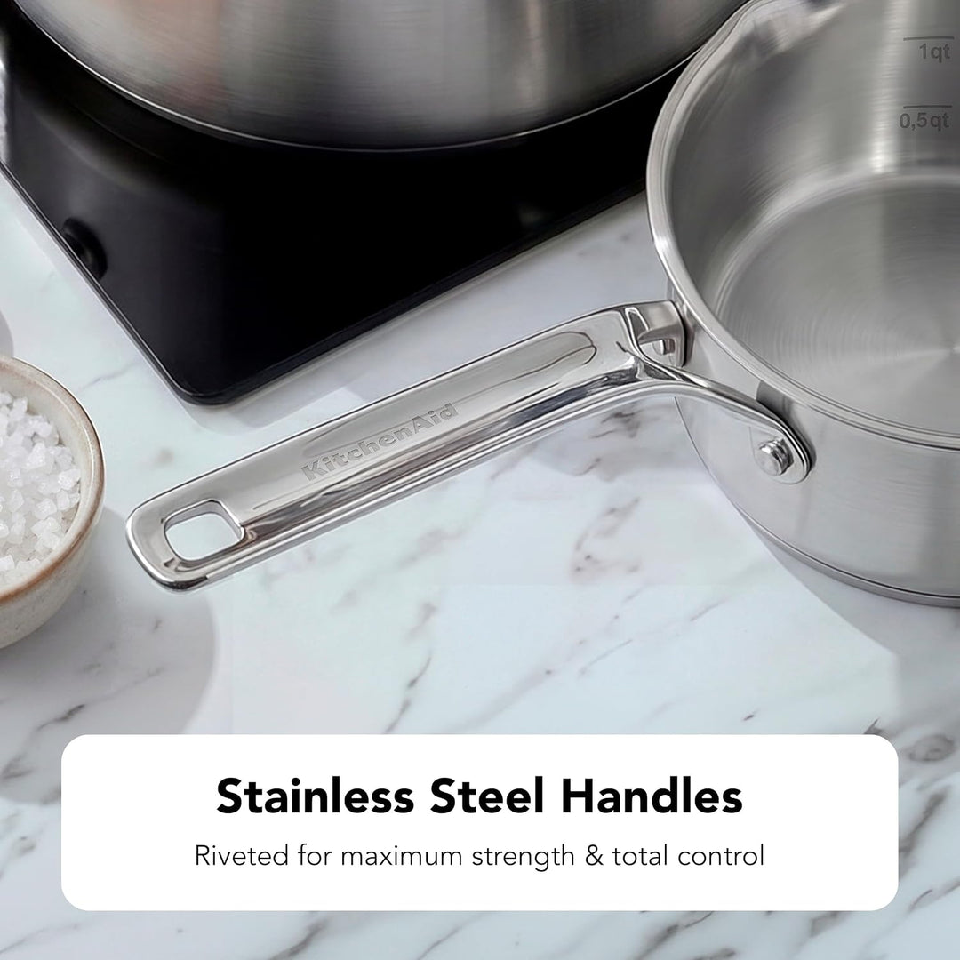 KitchenAid Stainless Steel Sheet Edelstahl-Kochgeschirrset, 3-teilig, 16 cm/20 cm/24 cm Kochtöpfe, I