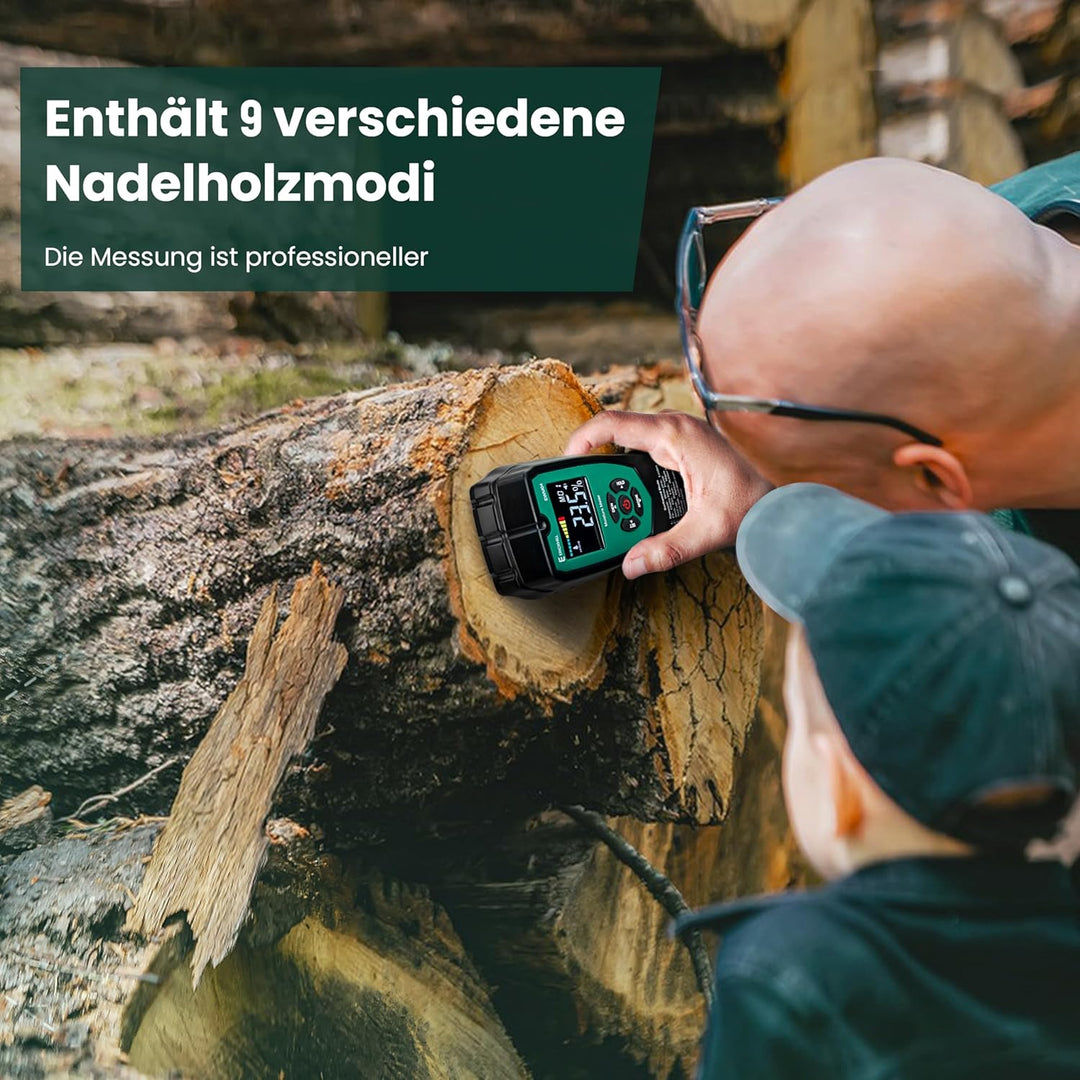 ERICKHILL Holz Feuchtemessgerät, nicht invasiver Feuchtemessgerät mit 4-Modi, LCD-Anzeige mit Hinter