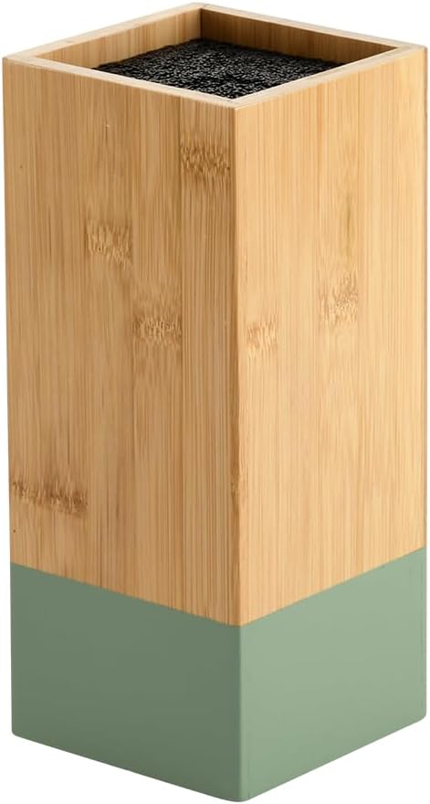 KESPER | Messerblock, Material: Bambus, Kunststoff, Masse: 10 x 10 cm, H: 23 cm, Farbe: Braun, Grün