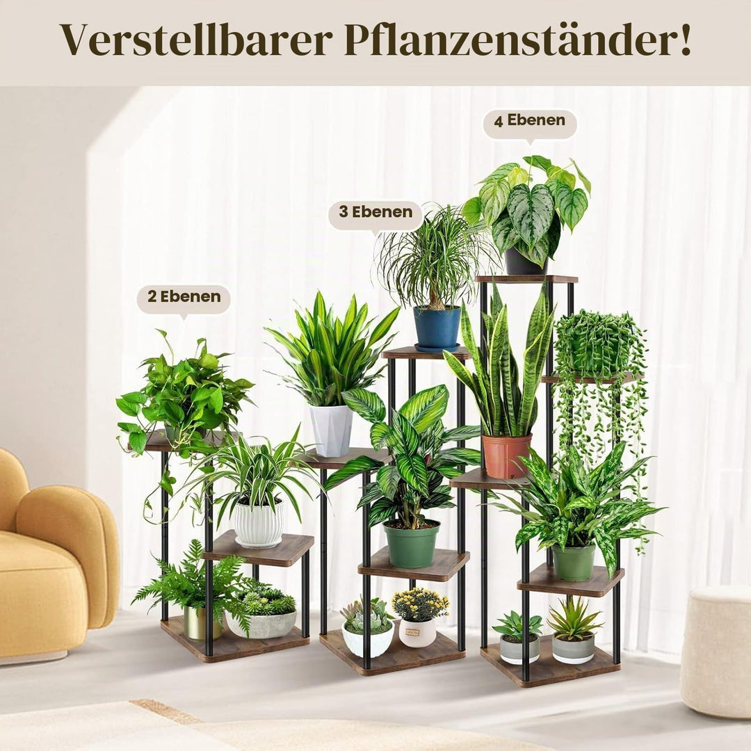 KAHEIGN 5 Etagen Blumenständer Pflanzenständer Pflanzentreppe aus Holz und Metall, 106cm Hoch Blumen