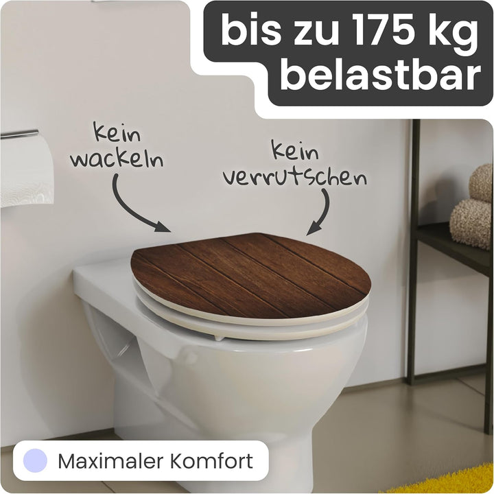 instmaier Gaia | WC Sitz mit Motiv | Dunkles Holz | MDF-Holz geprüft nachhaltig mit FSC-Zertifizieru