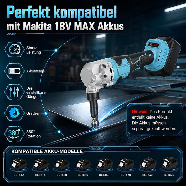 Blechknabber, Akkubetriebener Metallknabber Kompatibel mit Makita 18v Akku