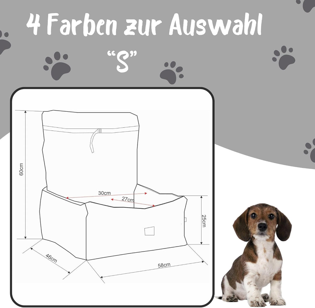 Golden Dog -Transportbox Hund mit Sicherheitsgurt S 58 x 46 cm Leder Imitation Autositz Hund, Wasser