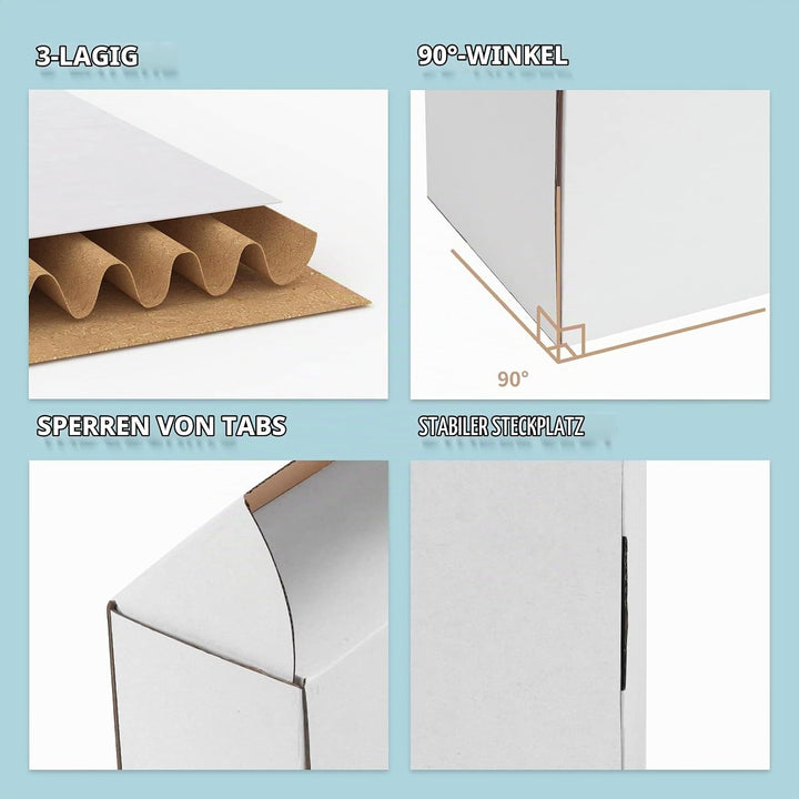 EYMPEU 20 Stück 28 x 15,3 x 15,3cm Weisse Versandkarton, Kartons für kleine Gegenstände, Spielzeug,