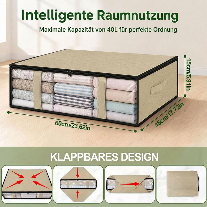 4er-Set Unterbett Aufbewahrungsboxen für Kleideraufbewahrung &amp; Organisation | 40L Waschbare Unterbet