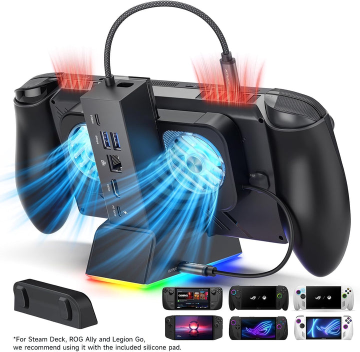 JSAUX Dockingstation für ROG Ally X/ROG Ally/Steam Deck/Legion Go 7-in-1 Dock für ROG Ally X mit RGB