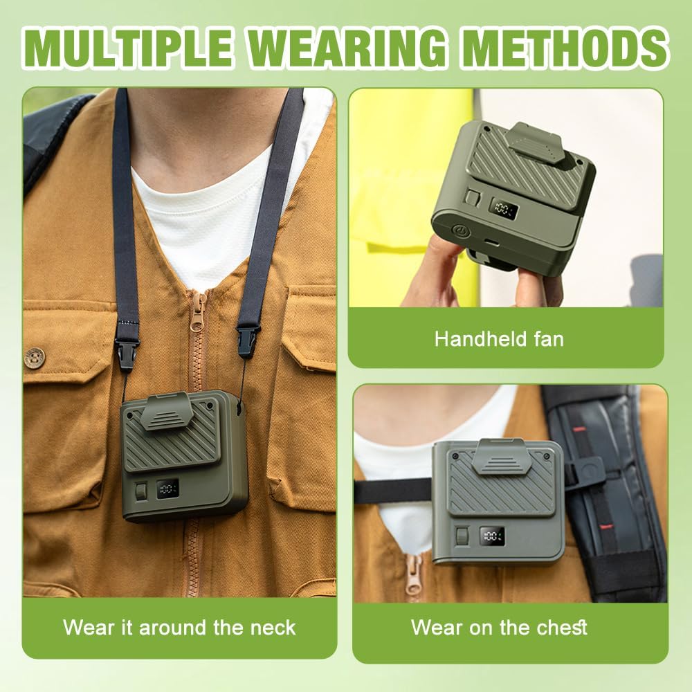 Tragbarer Ventilator Akku, Tragbarer Hüftclip-Lüfter, Klein T Shirt Ventilator mit Clip, Aufladbarer