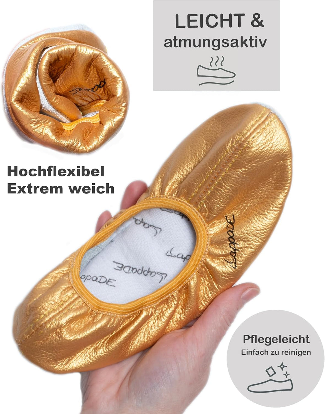 Lappade Schwarz, Weiss, Jeansblau, Rosa, Lila, Rot Gymnastikschuhe, Schläppchen, Turnschläppchen mit