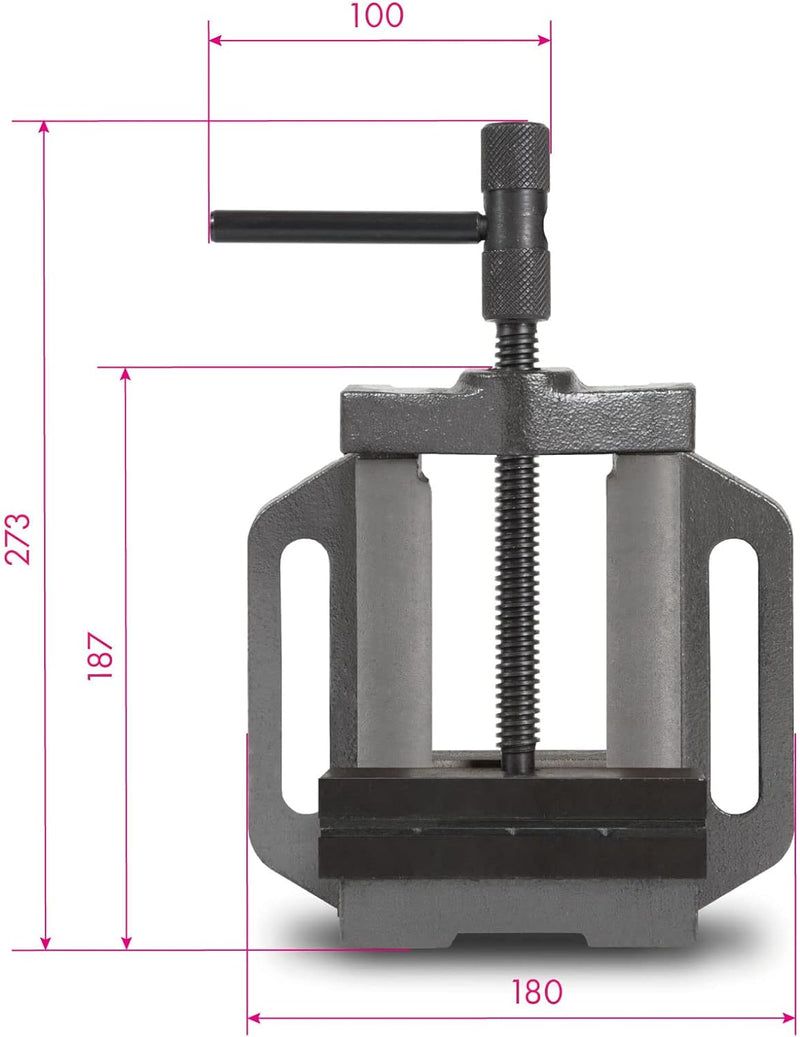 EBERTH Maschinenschraubstock aus Grauguss und Stahl, Backenbreite 125mm, Max. Spannbreite 100mm, Mas