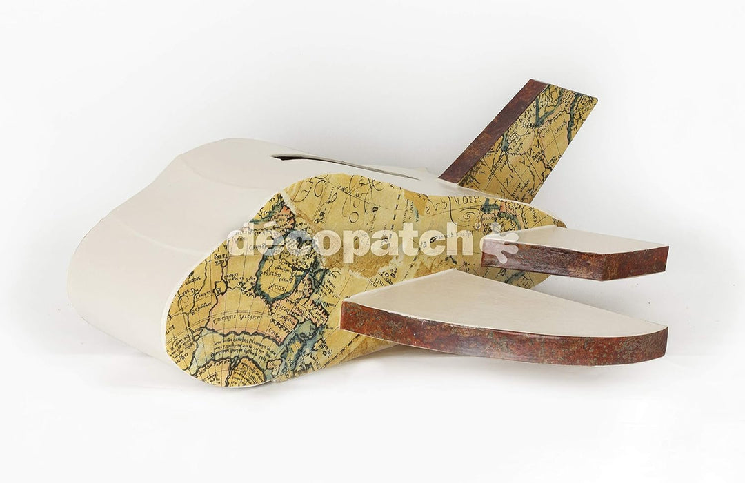 Décopatch EV019C - Urne/Briefbox aus Pappmaché, Flugzeug 55x20cm, 1 Stück, Flugzeug