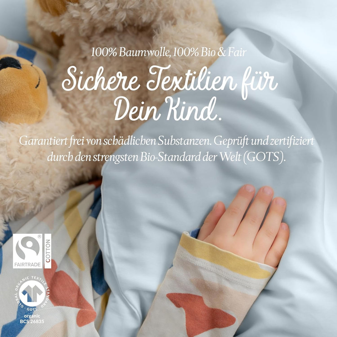 bo&button® Kinderbettwäsche, Mako Satin, 100% GOTS Bio Baumwolle, hochwertig, kuschelig weich, Fairt