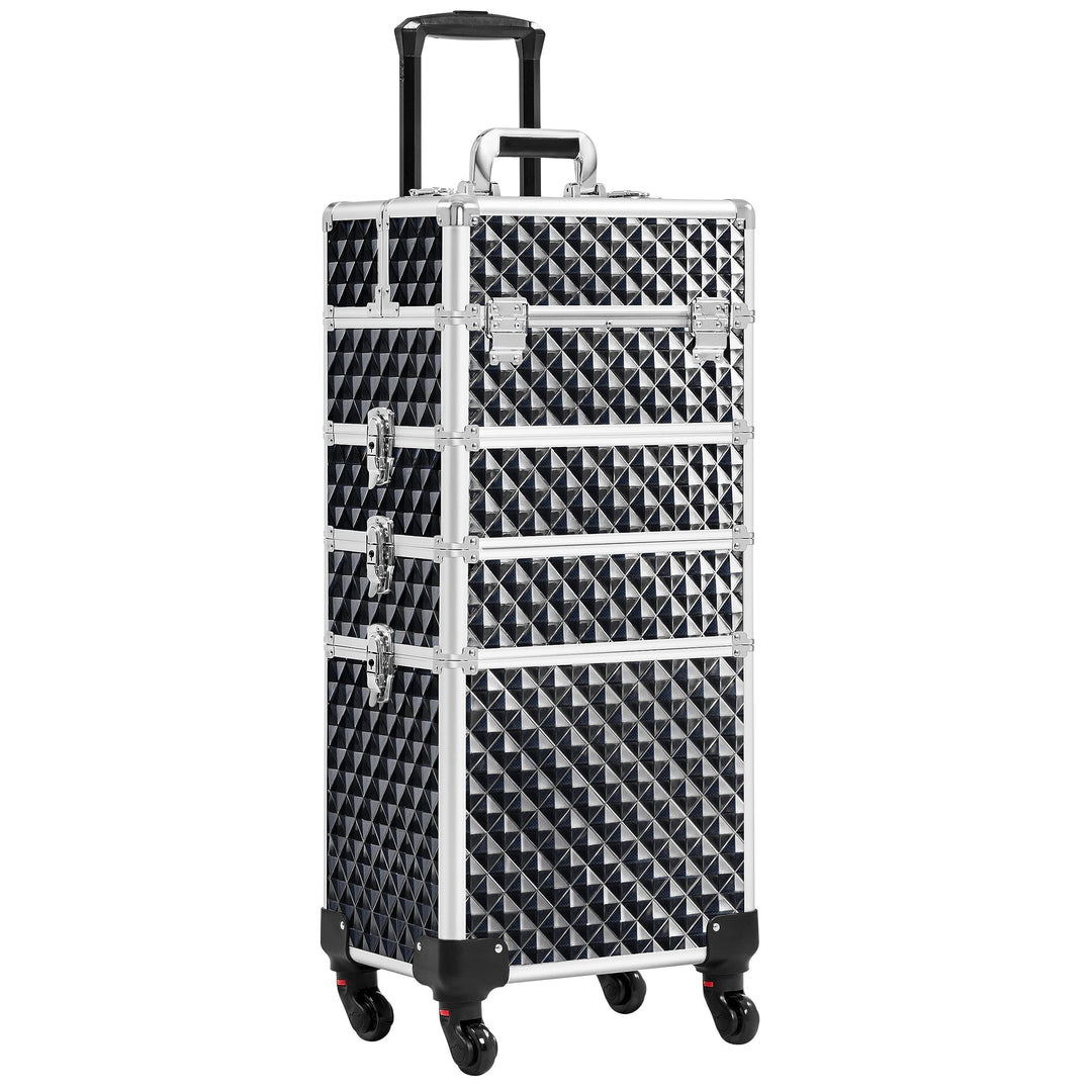 Yaheetech 4-in-1 Kosmetikkoffer, Trolley Schminkkoffer, Grosser Make up Koffer, Abschliessbar Multik
