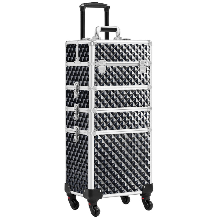 Yaheetech 4-in-1 Kosmetikkoffer, Trolley Schminkkoffer, Grosser Make up Koffer, Abschliessbar Multik