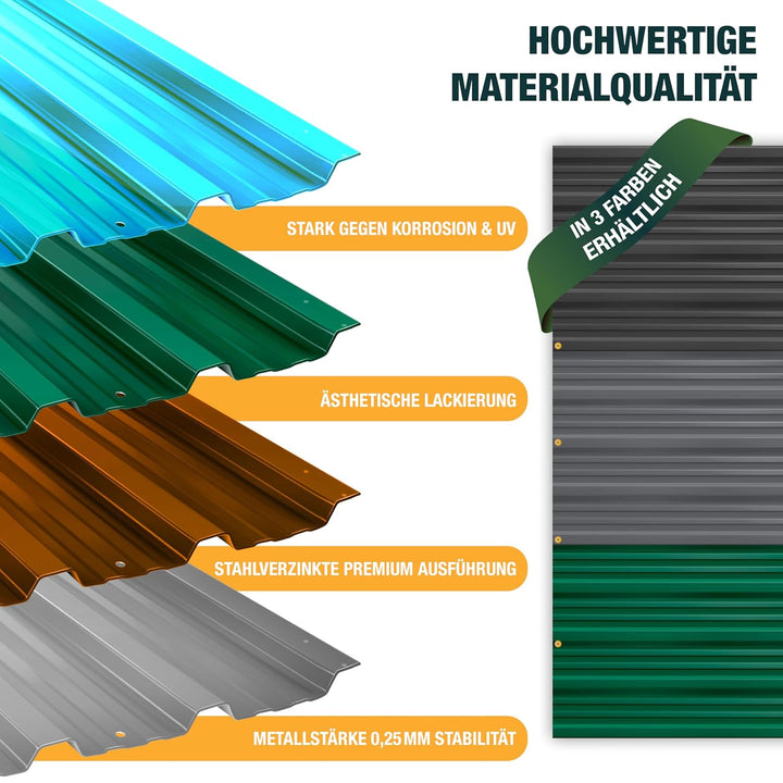 KESSER® - 12 x Profilblech Trapezblech 129cm x 45cm = 7 m² -Dachblech für Gerätehaus, Dachplatten Ve