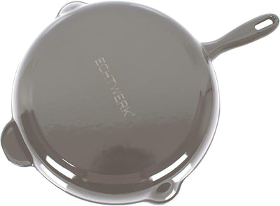 ECHTWERK Bratpfanne aus Gusseisen mit Emaille-Beschichtung, Gusseisenpfanne, Ofenpfanne mit zwei Gri