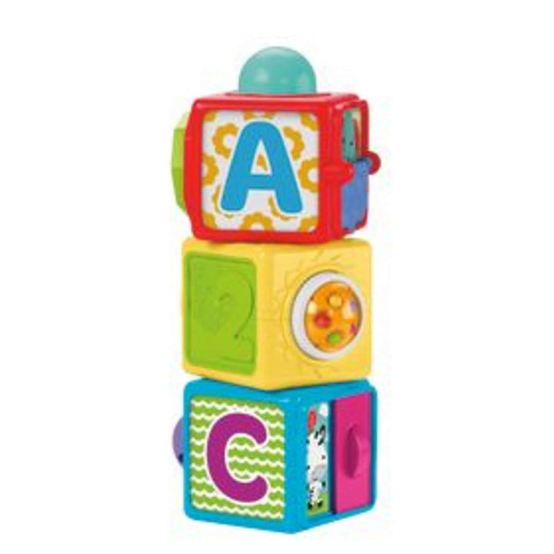 Fisher-Price Stacking Action Blocks - Spielwürfel mit Buchstaben, Zahlen, Guck-Guck-Spass und lustig