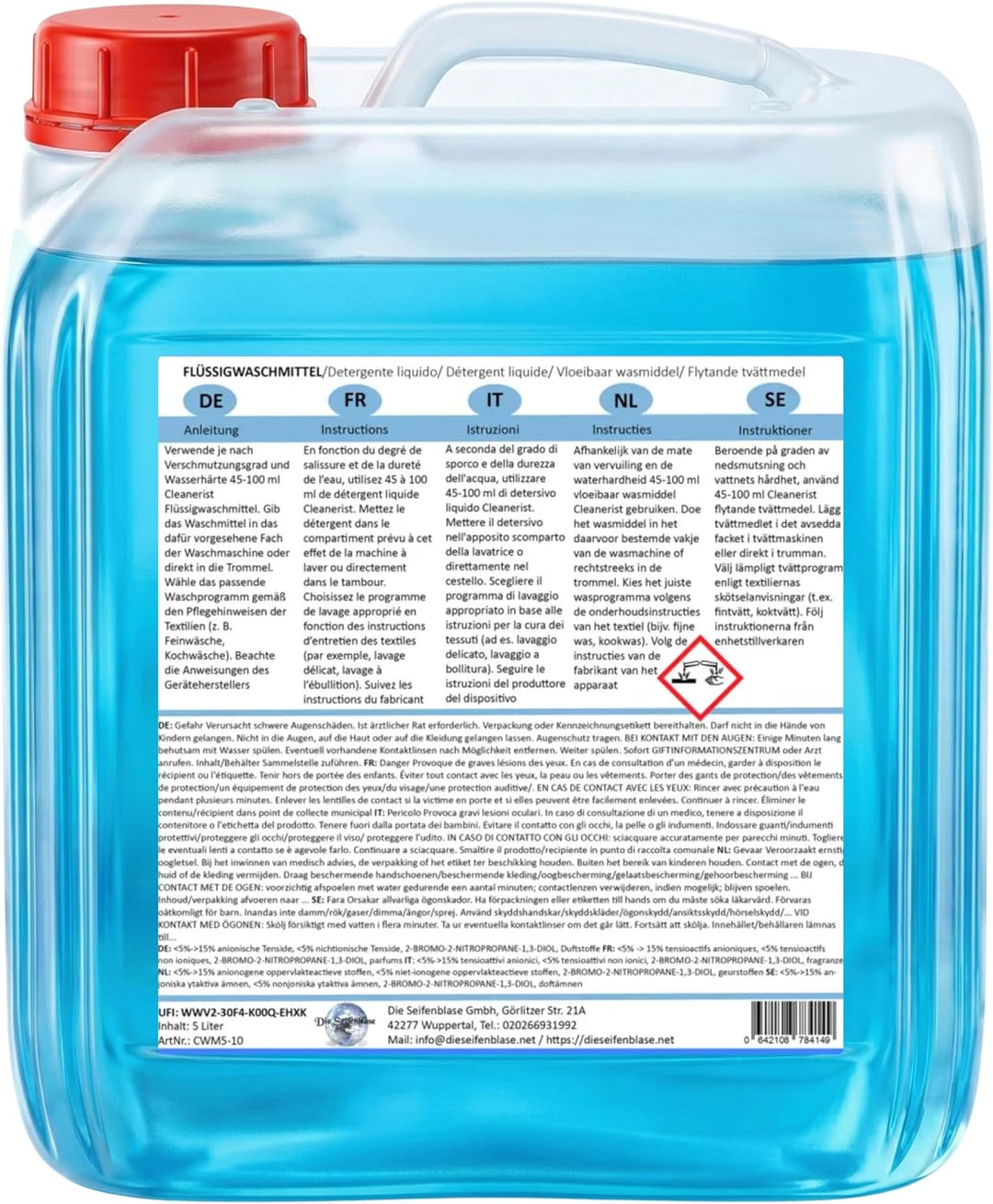 Cleanerist | 5L Universal Flüssigwaschmittel Vollwaschmittel – XXL Grosspackung – für Weiss- Bunt- S