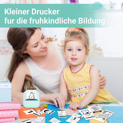 Tiny Printer mit Klebepapier, Aufkleber Druck Buddy, Mini Drucker für Smartphone, Kleiner Taschendru