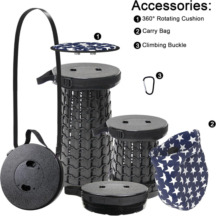 ALEVMOOM Tragbarer Klapphocker,Camping Hocker Teleskophocker,Klappbarer Hocker,Mini Leichte Campingh