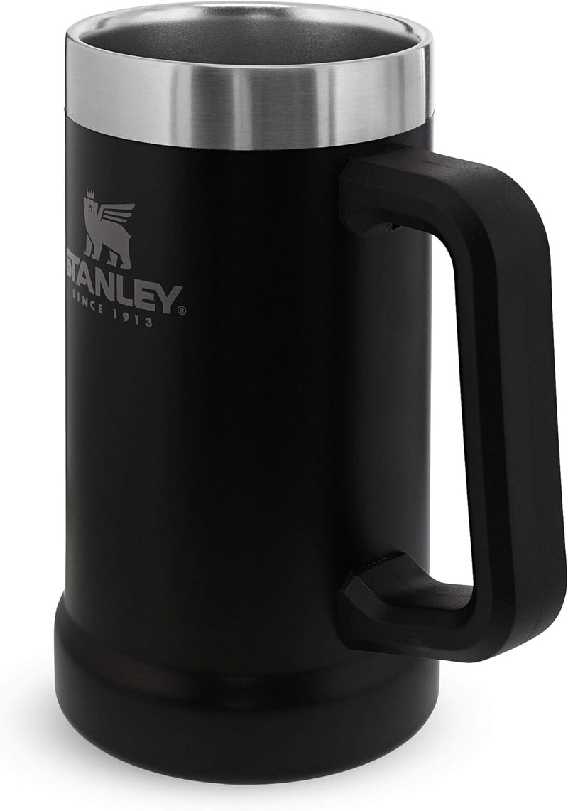 Stanley Adventure Vacuum Stein 709 ml / 24oz Matte Black – Beer Stein mit Henkel für 7 Stunden kalt