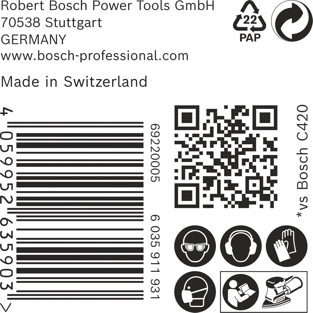 Bosch 50x EXPERT C470 Schleifpapier mit 7 Löchern (für Farbe auf Holz, Hartholz, Ø 100x150 mm, Körnu
