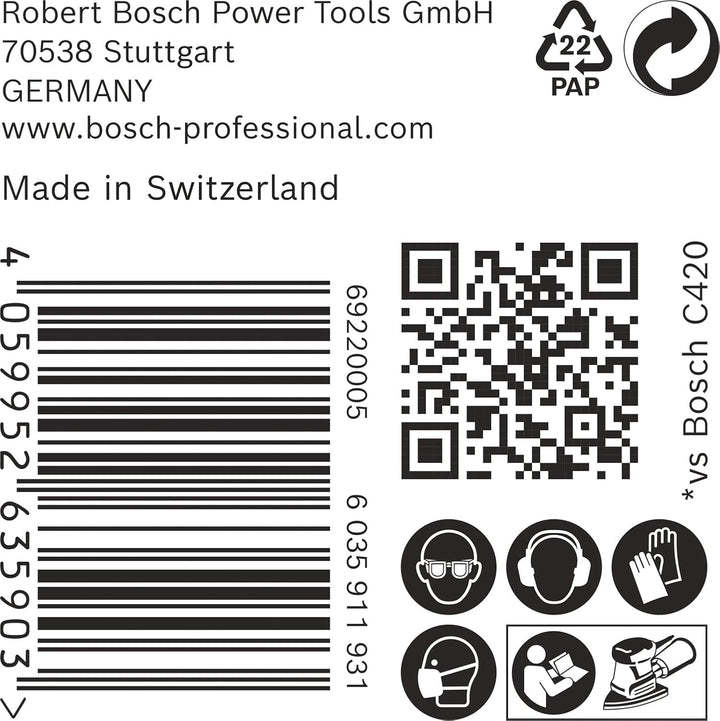 Bosch 50x EXPERT C470 Schleifpapier mit 7 Löchern (für Farbe auf Holz, Hartholz, Ø 100x150 mm, Körnu