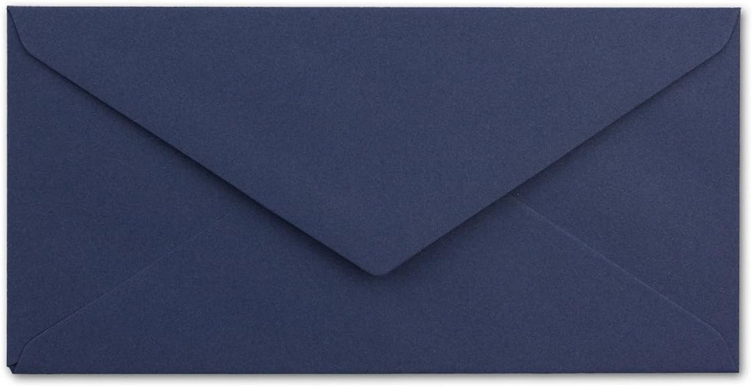 100 Brief-Umschläge DIN Lang - Dunkel-Blau/Nachtblau mit Gold-Metallic Innen-Futter - 110 x 220 mm -