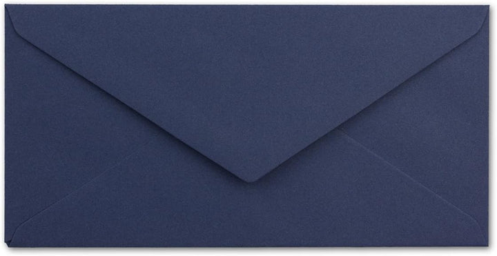 100 Brief-Umschläge DIN Lang - Dunkel-Blau/Nachtblau mit Gold-Metallic Innen-Futter - 110 x 220 mm -