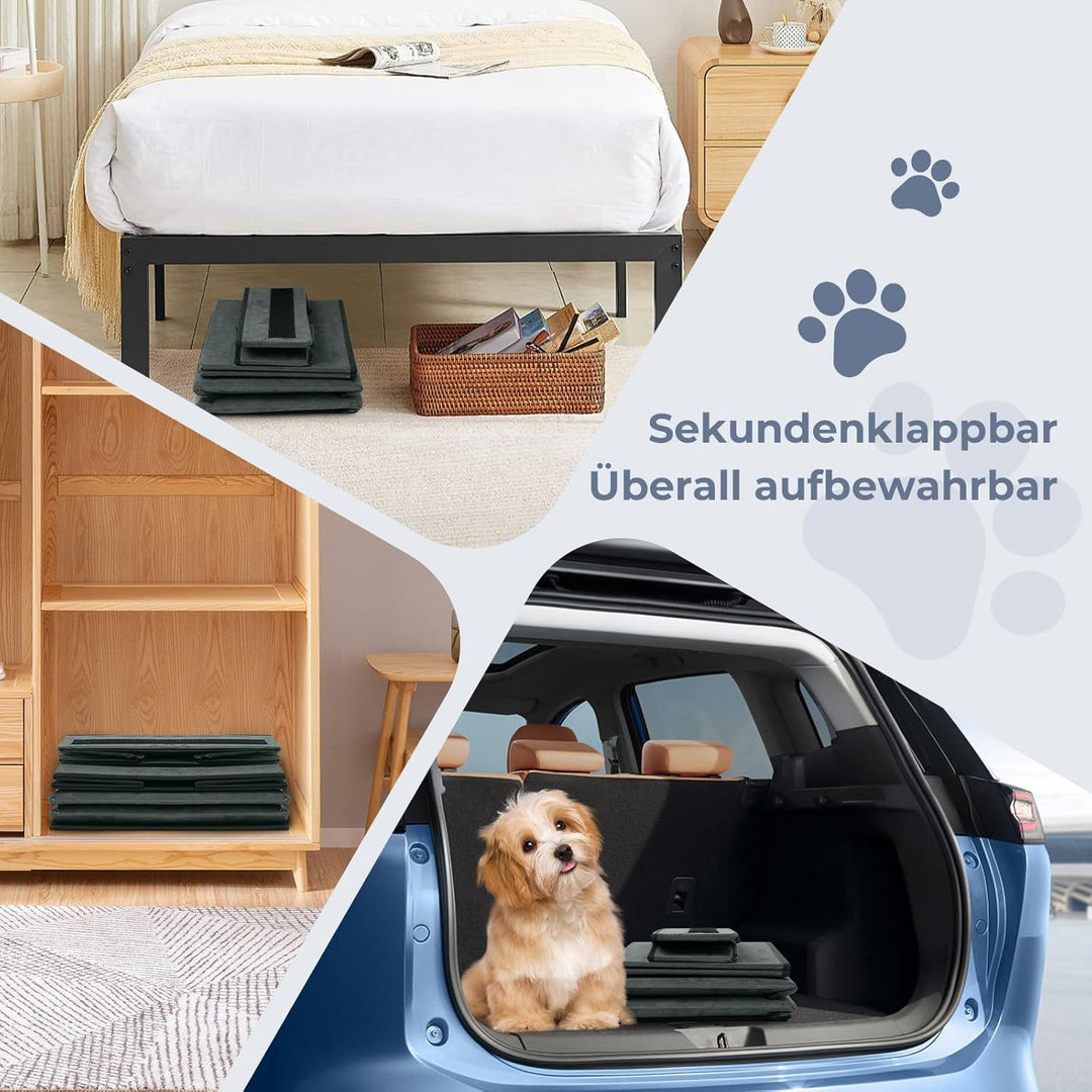 Hundetreppe 2 Stufen, Faltbare Haustiertreppe mit Stauraum, Katzentreppe Hunderampe Sofa für Alte Ka