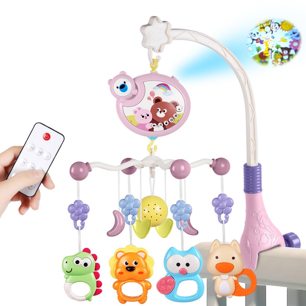Babybett-Spielzeug, Mobile für Babybett, Baby Einschlafhilfe Musikspielzeug mit süssen Tieren, Babyb