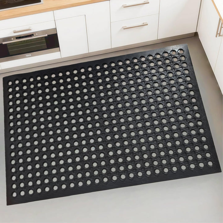 Strapazierfähige Gummimatte mit rundem Loch-Design, rutschfeste, wasserdichte Matte für den Innen- u