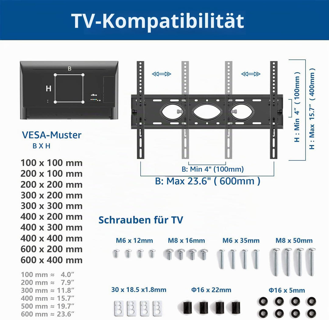 RFIVER Universal TV Ständer Rollbar für 32 40 42 43 49 50 55 65 70 75 Zoll Fernseher, TV Wagen mit R